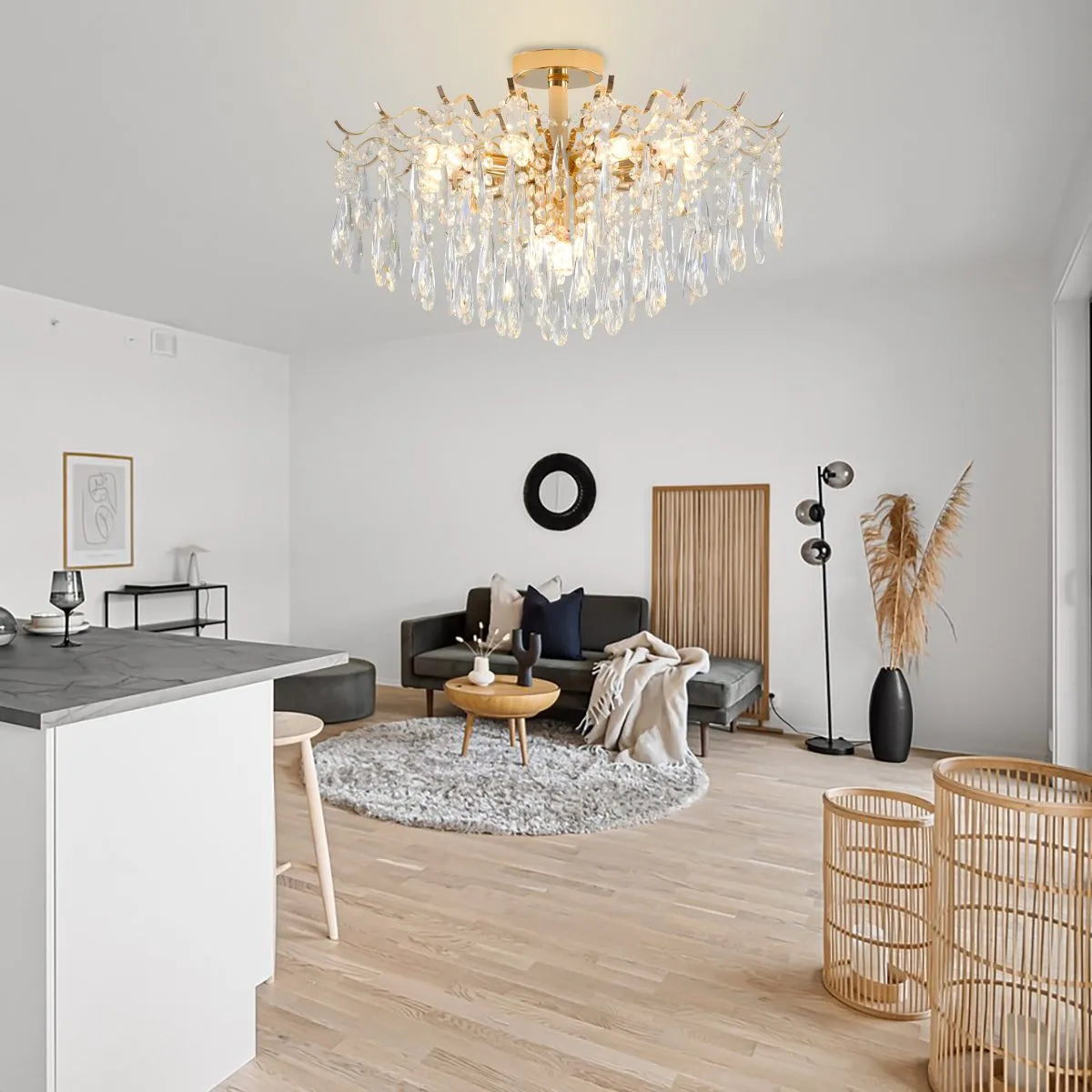 Antizer French Vintage Crystal Ceiling Chandelier