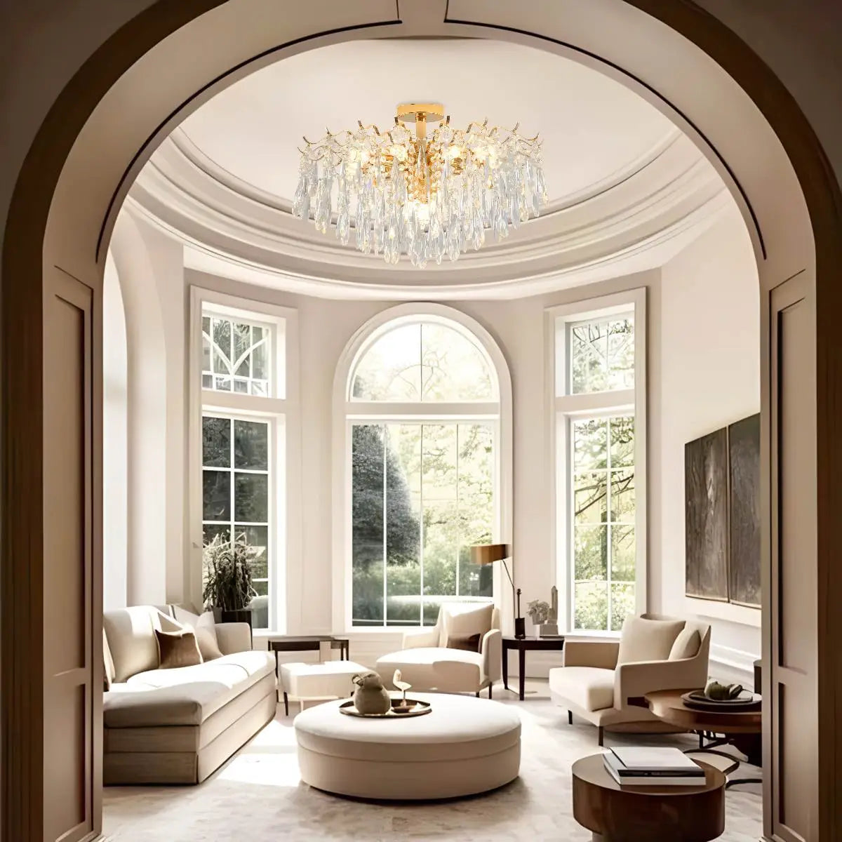Antizer French Vintage Crystal Ceiling Chandelier