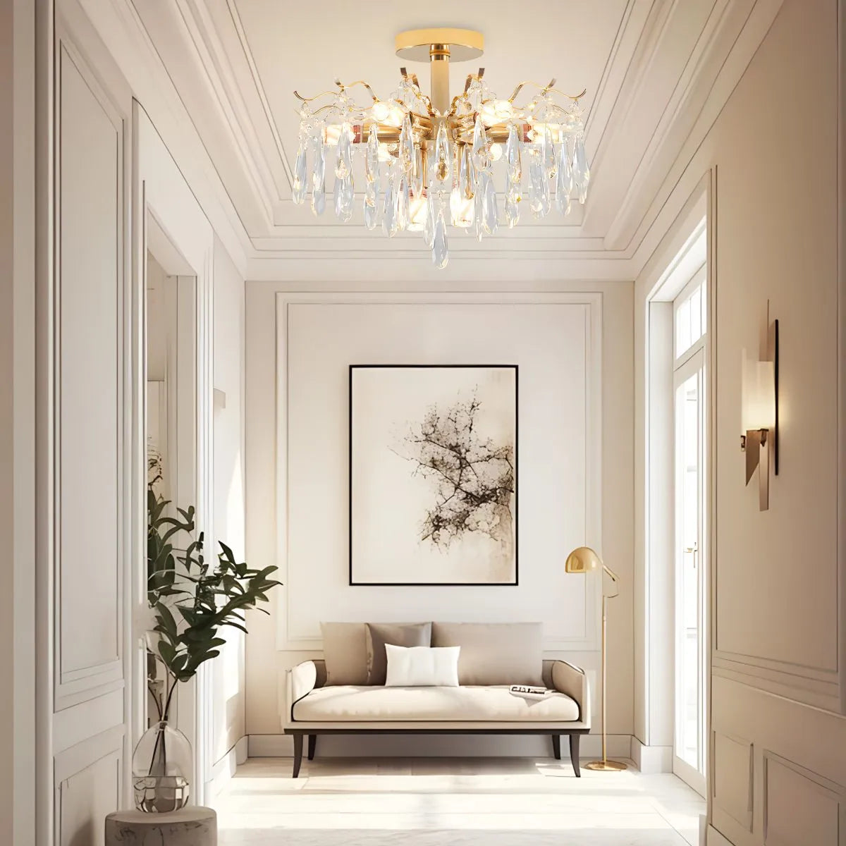Antizer French Vintage Crystal Ceiling Chandelier