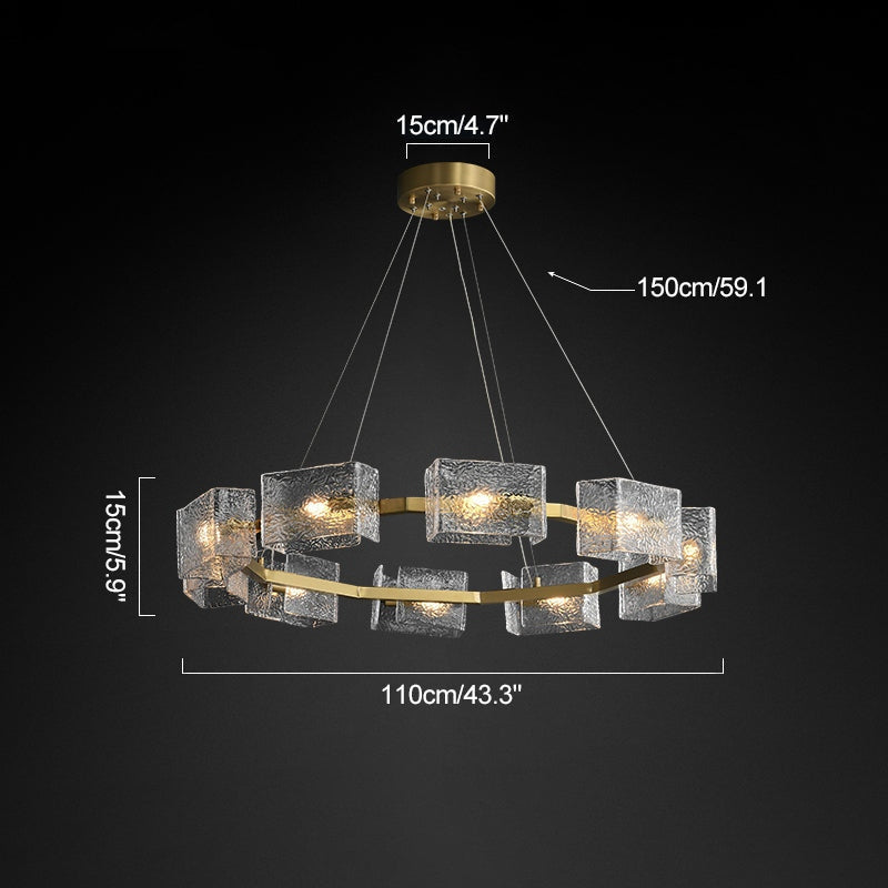 Antizer Textured Glass Round Chandelier