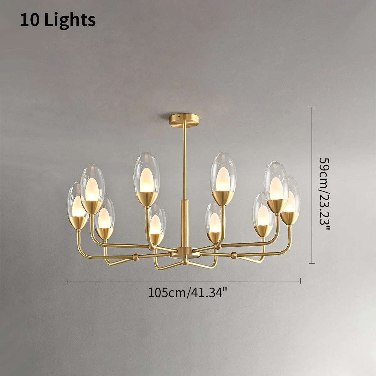Antizer Luxury Copper & Transparent Glass Chandelier