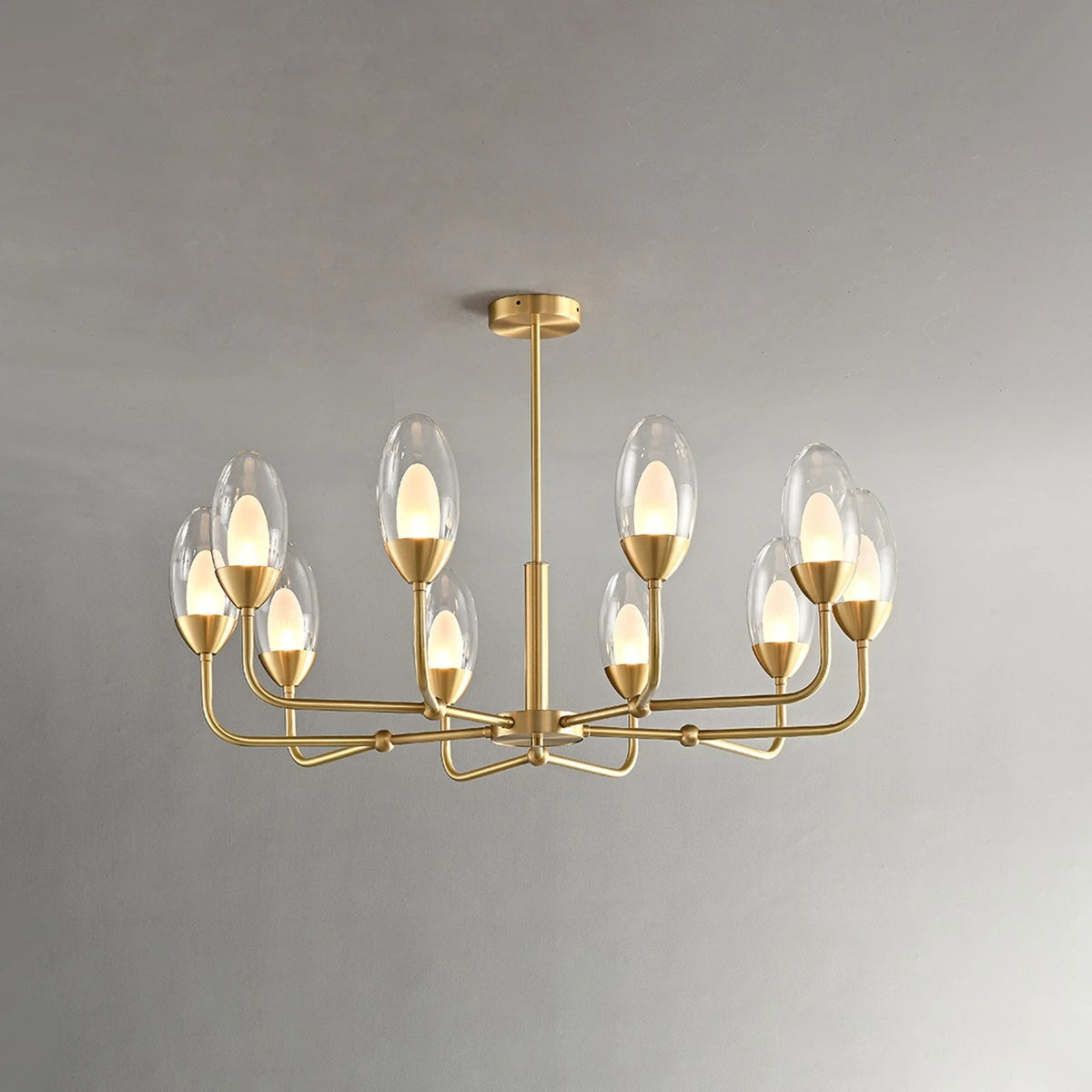 Antizer Luxury Copper & Transparent Glass Chandelier