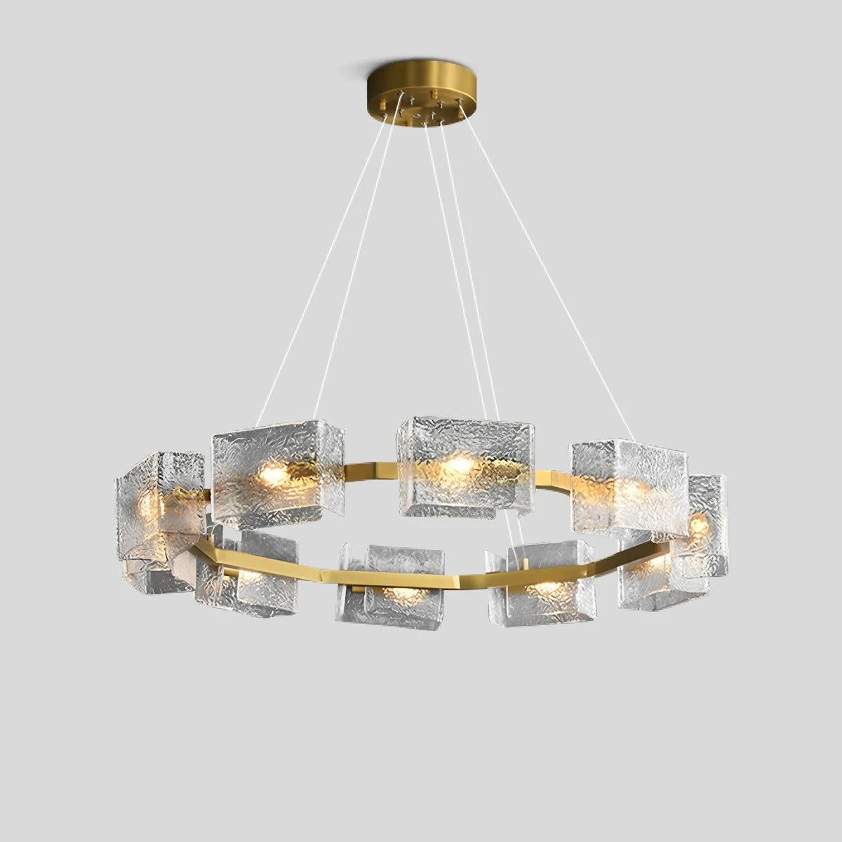 Antizer Textured Glass Round Chandelier