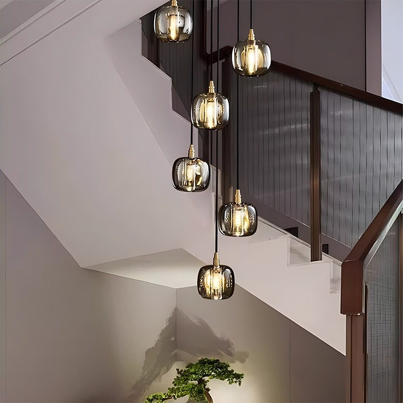 Antizer Colored Glass Multi Pendant Chandelier
