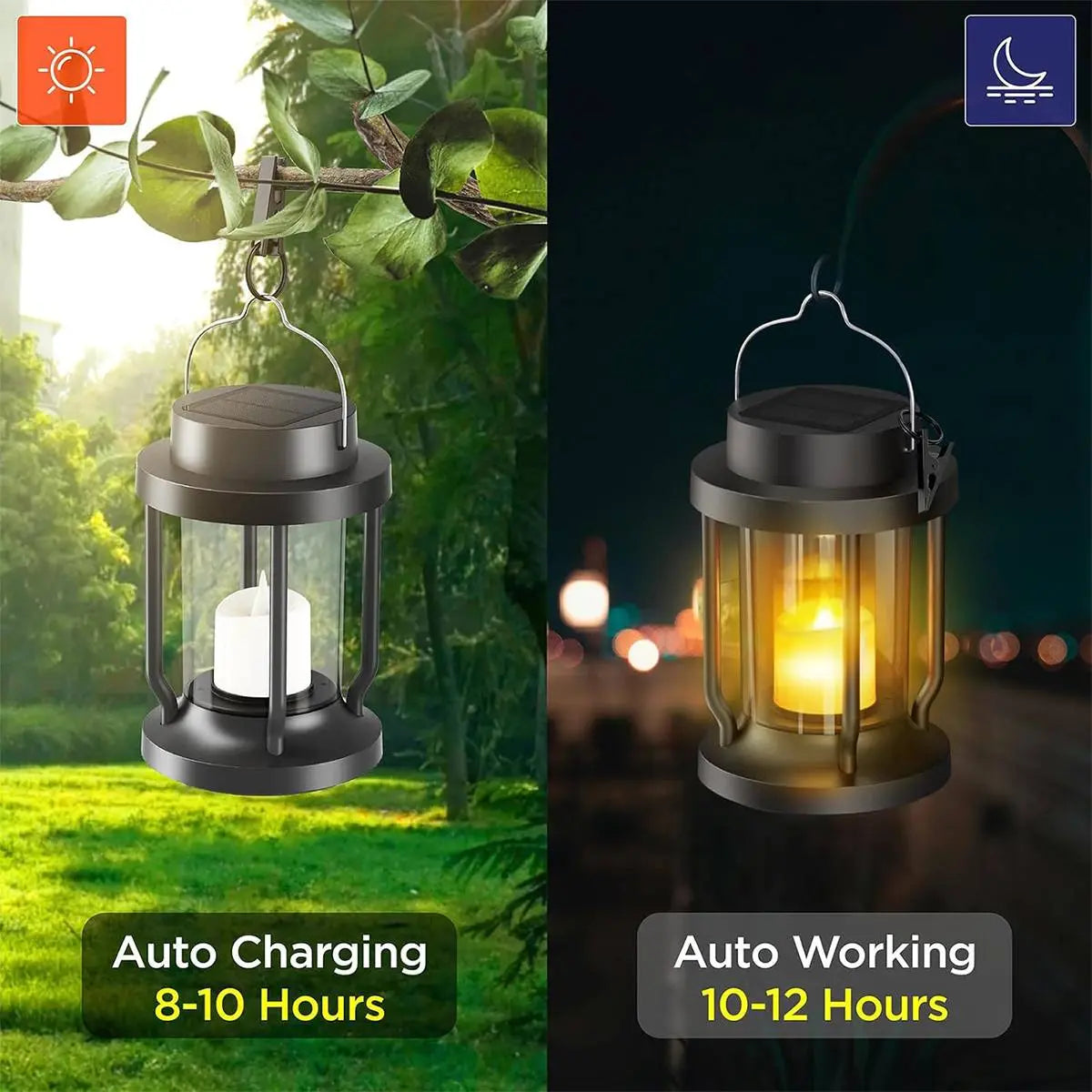 Antizer Solar Flameless Candle Lantern Hanging Light