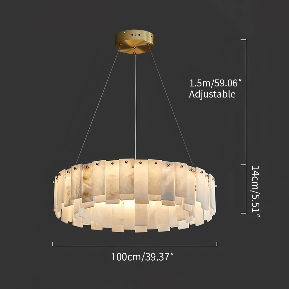 Antizer Modern Ring Spanish Alabaster Chandelier for Living Room