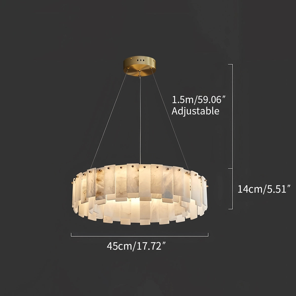 Antizer Modern Ring Spanish Alabaster Chandelier for Living Room