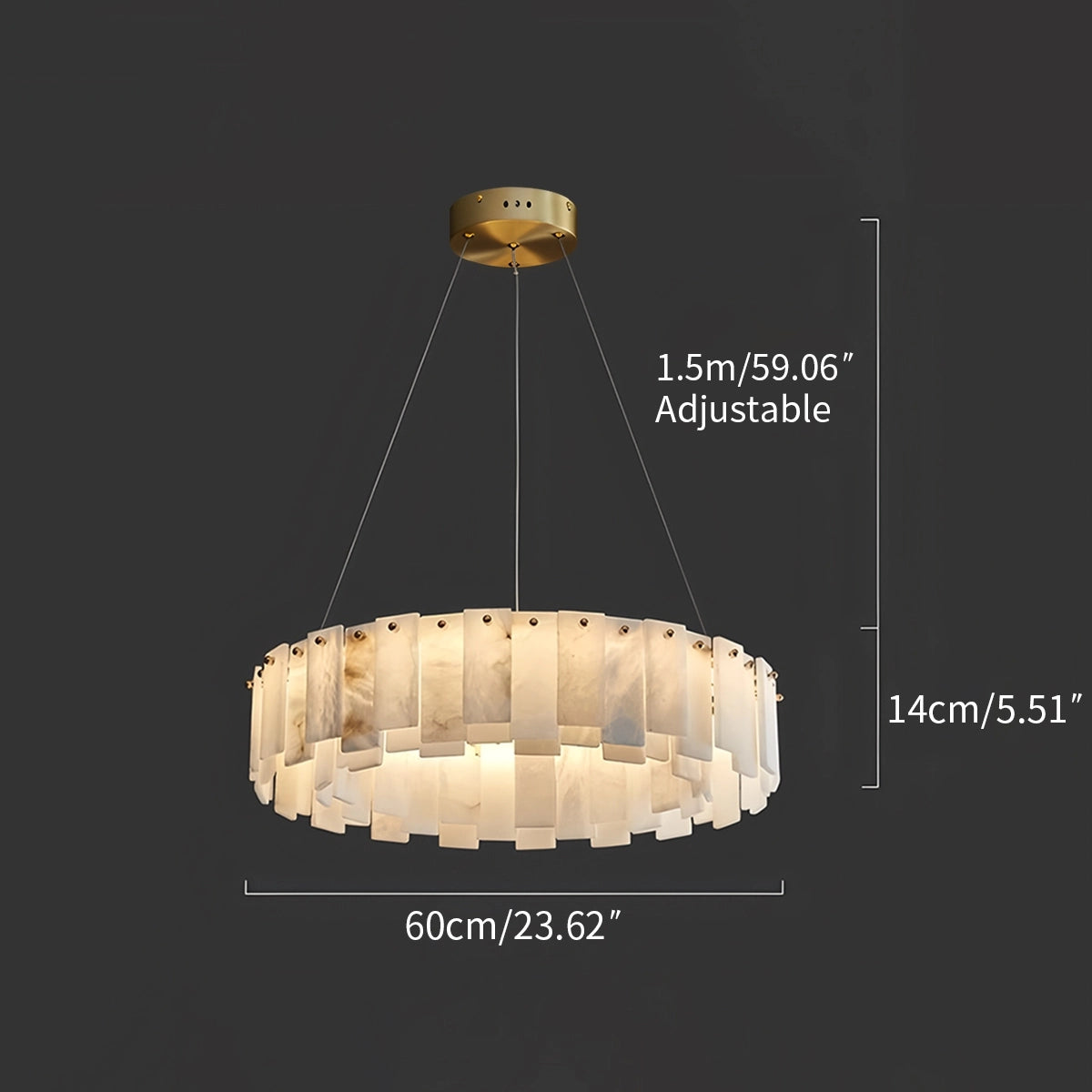 Antizer Modern Ring Spanish Alabaster Chandelier for Living Room
