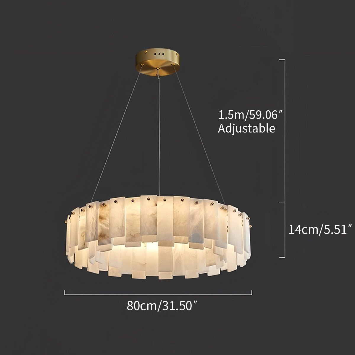Antizer Modern Ring Spanish Alabaster Chandelier for Living Room