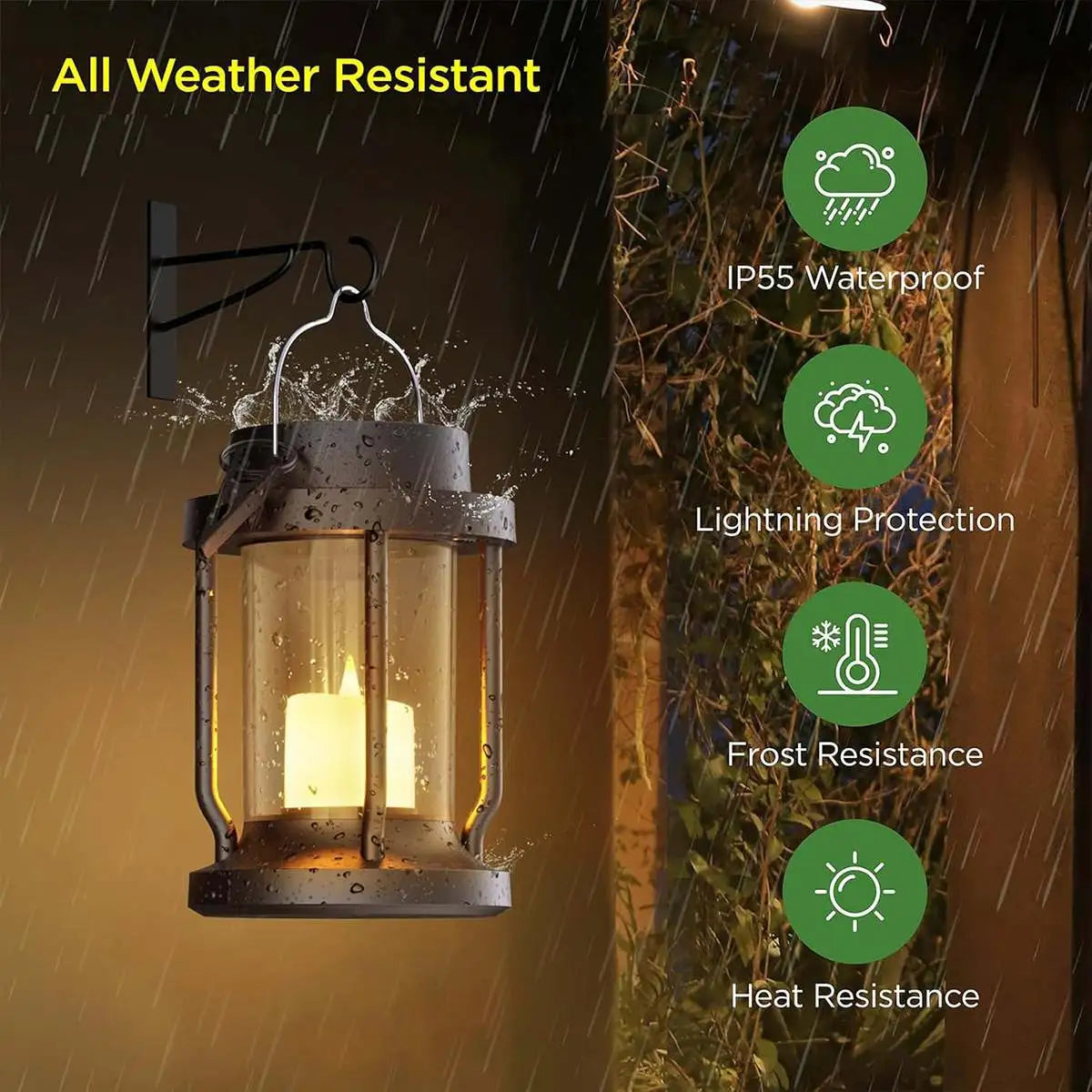 Antizer Solar Flameless Candle Lantern Hanging Light