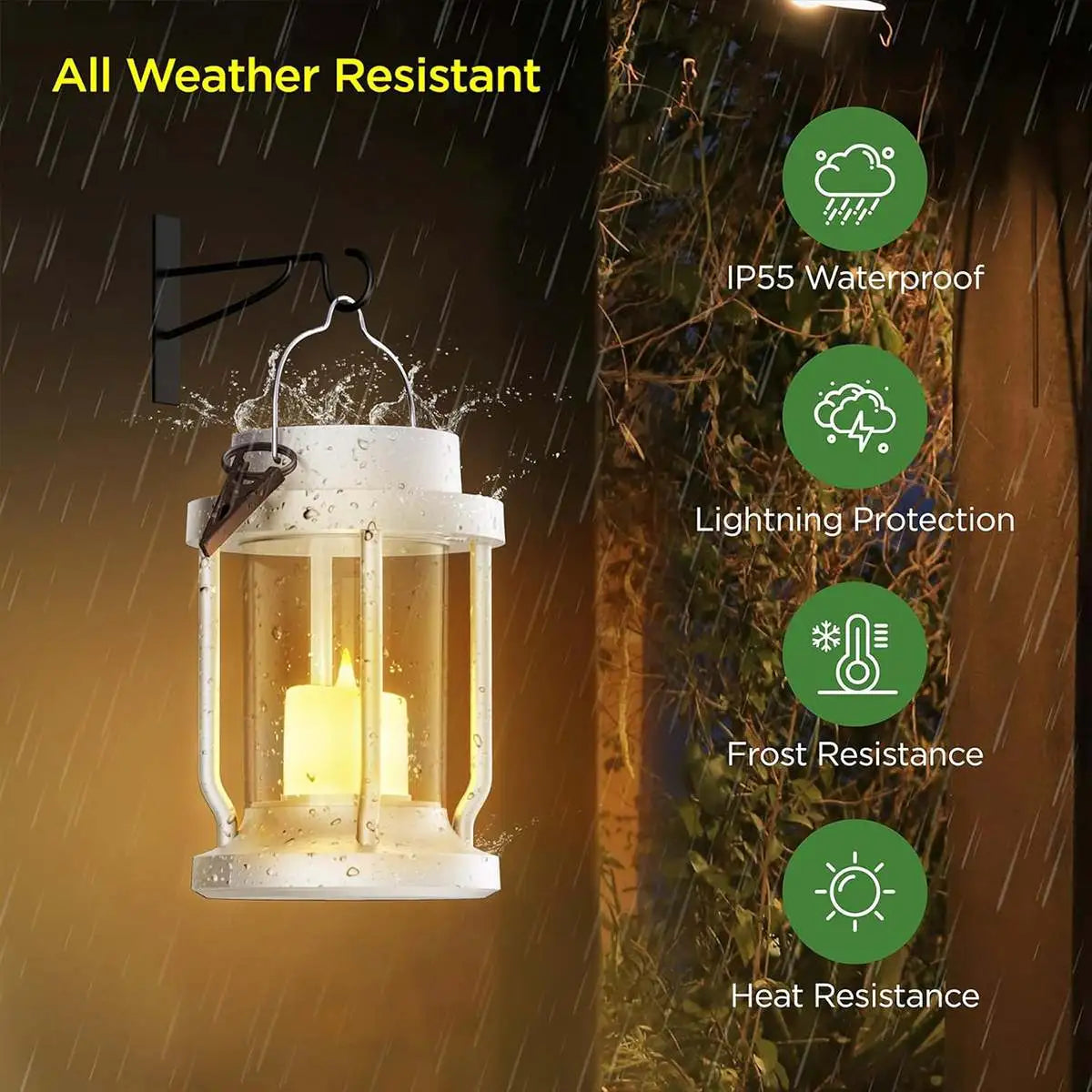 Antizer Solar Flameless Candle Lantern Hanging Light