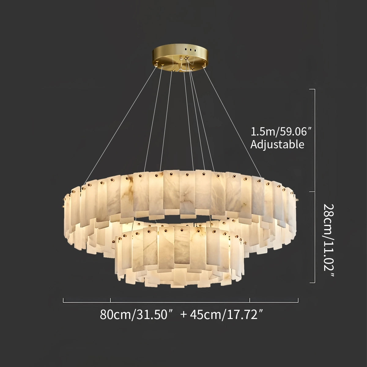 Antizer Modern Ring Spanish Alabaster Chandelier for Living Room
