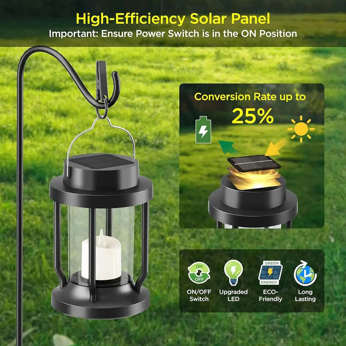 Antizer Solar Flameless Candle Lantern Hanging Light