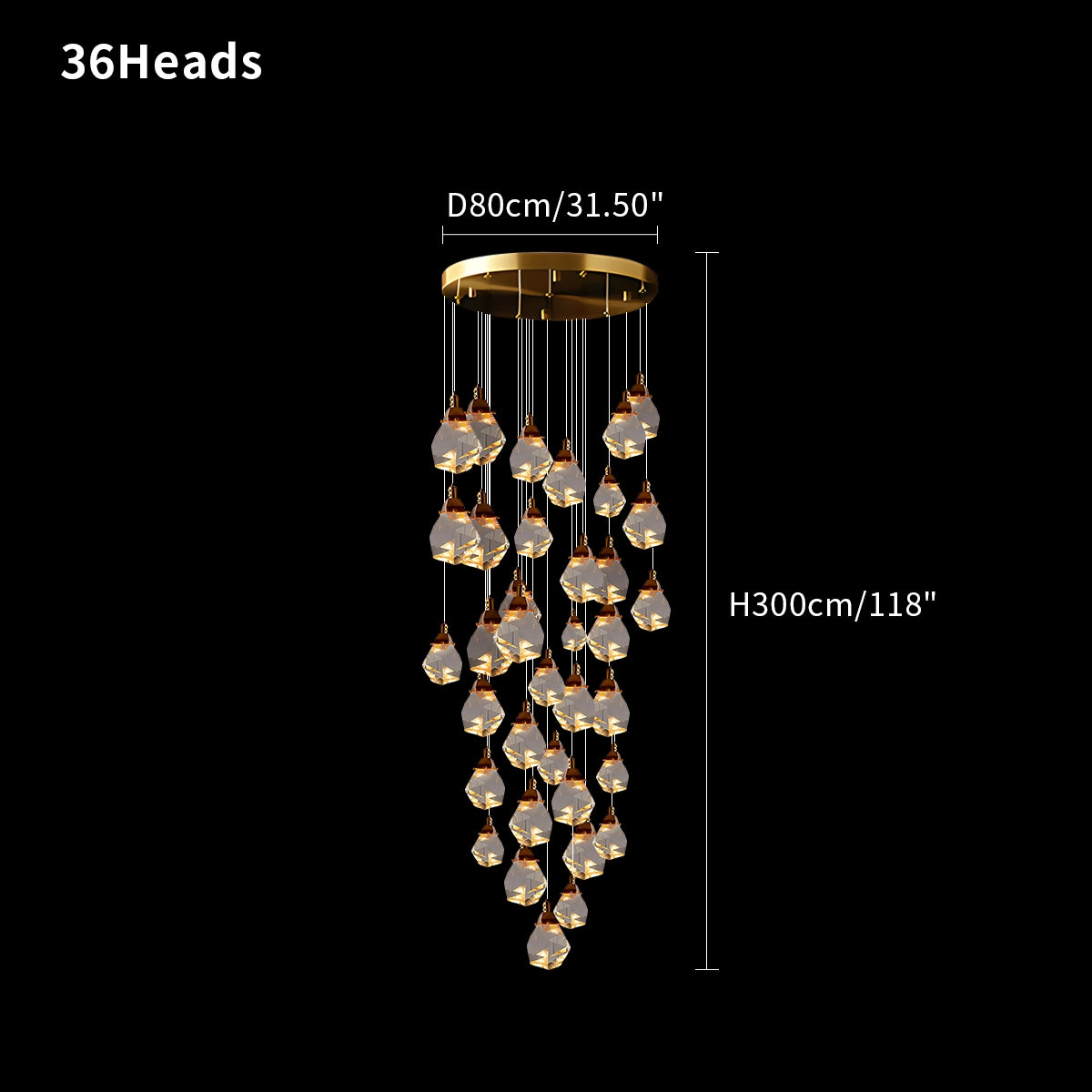 Antizer Rock Crystal Rain Chandelier for Living Room