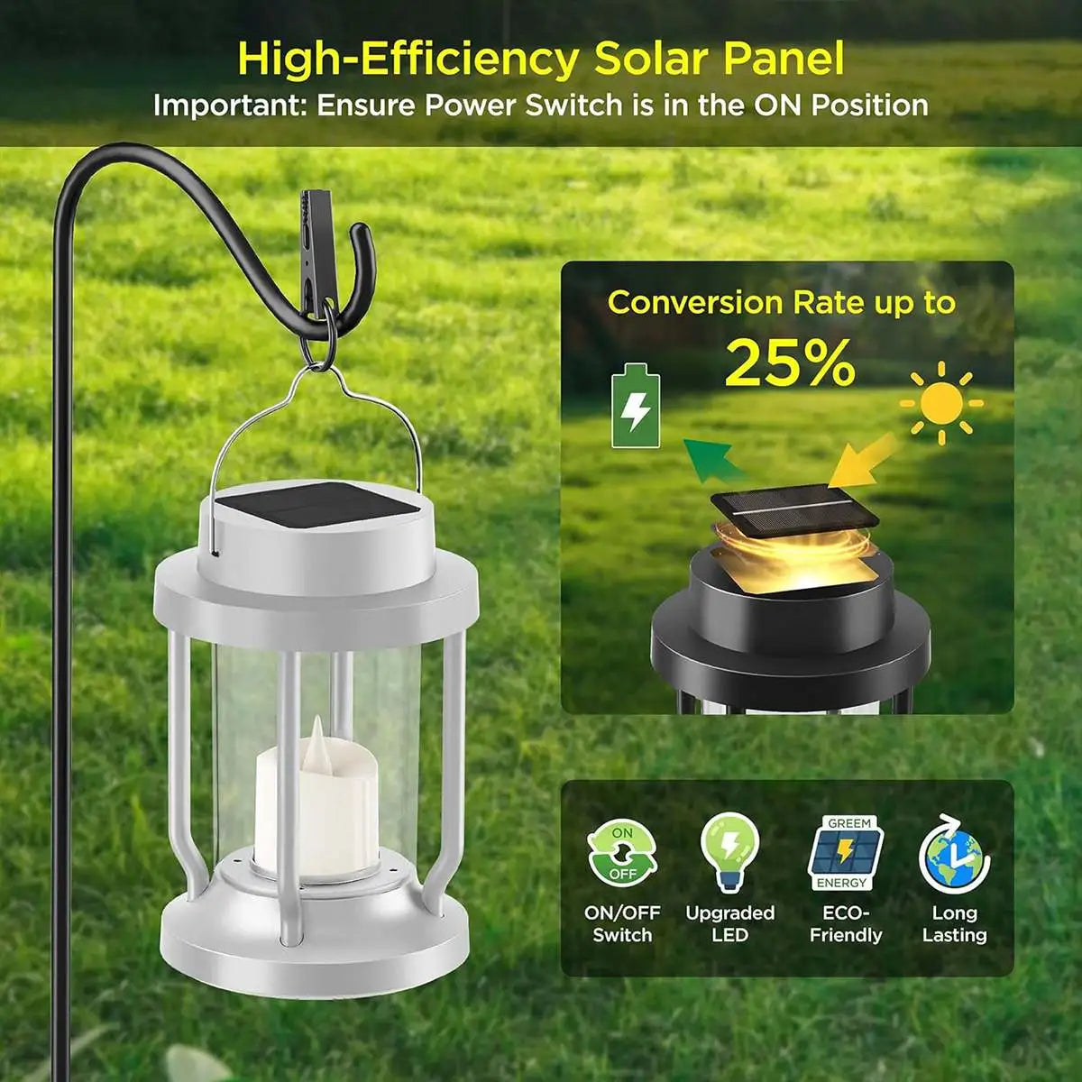 Antizer Solar Flameless Candle Lantern Hanging Light
