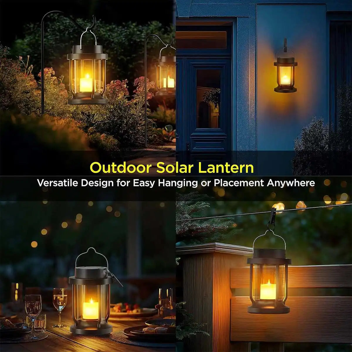Antizer Solar Flameless Candle Lantern Hanging Light