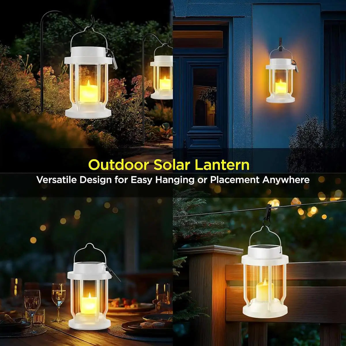 Antizer Solar Flameless Candle Lantern Hanging Light