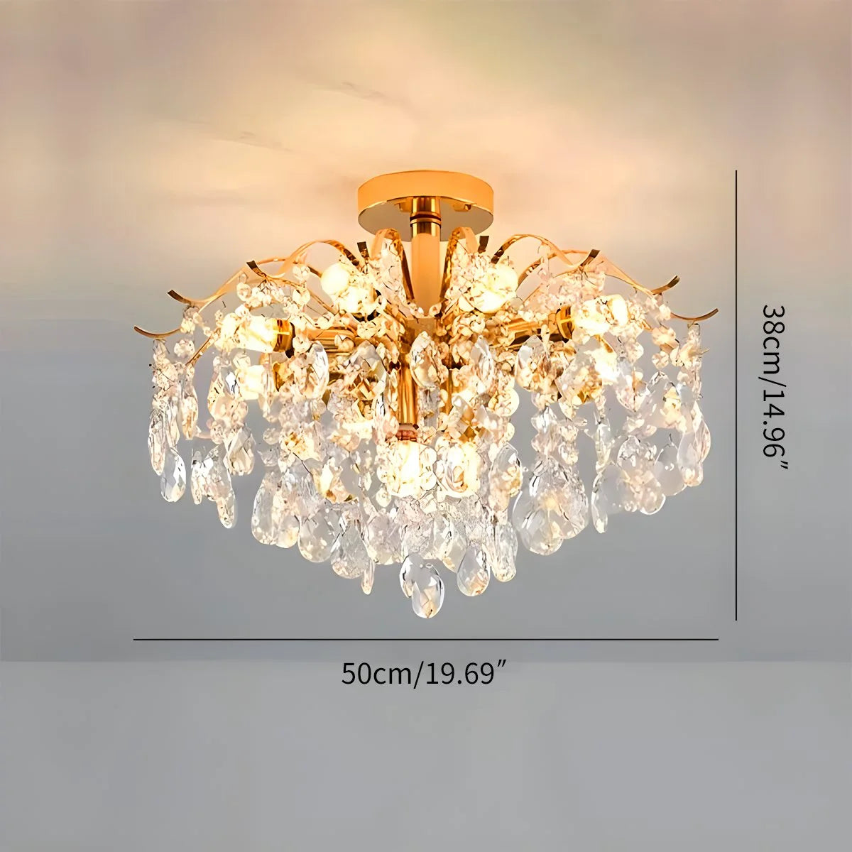 Antizer French Vintage Crystal Ceiling Chandelier