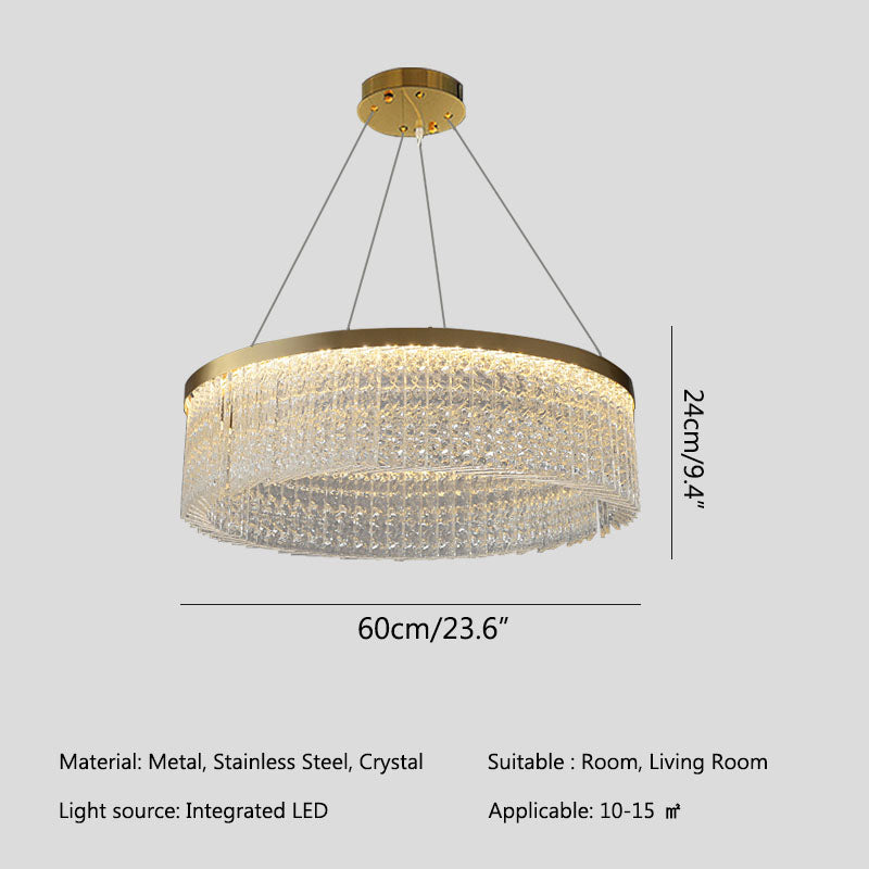 Antizer Round Halo Crystal Chandelier for Living Room