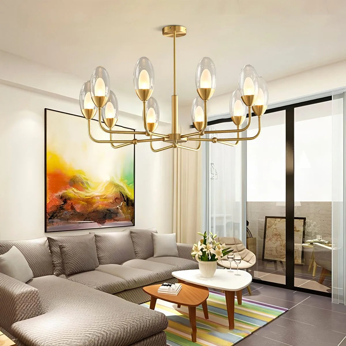 Antizer Luxury Copper & Transparent Glass Chandelier