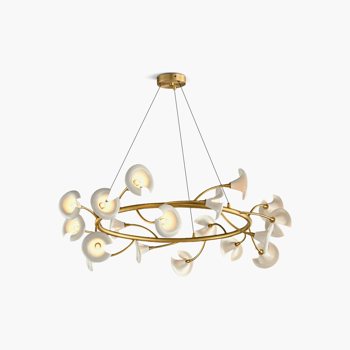 Antizer French Luxury Copper Ceramic Flower Chandelier