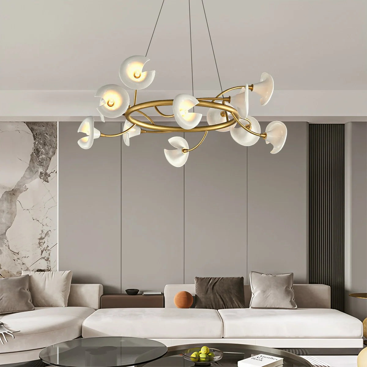 Antizer French Luxury Copper Ceramic Flower Chandelier