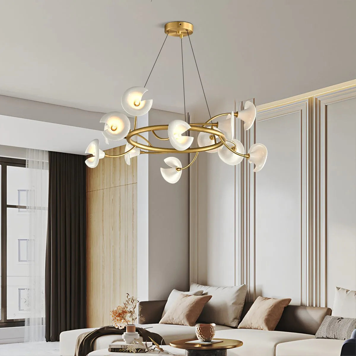 Antizer French Luxury Copper Ceramic Flower Chandelier