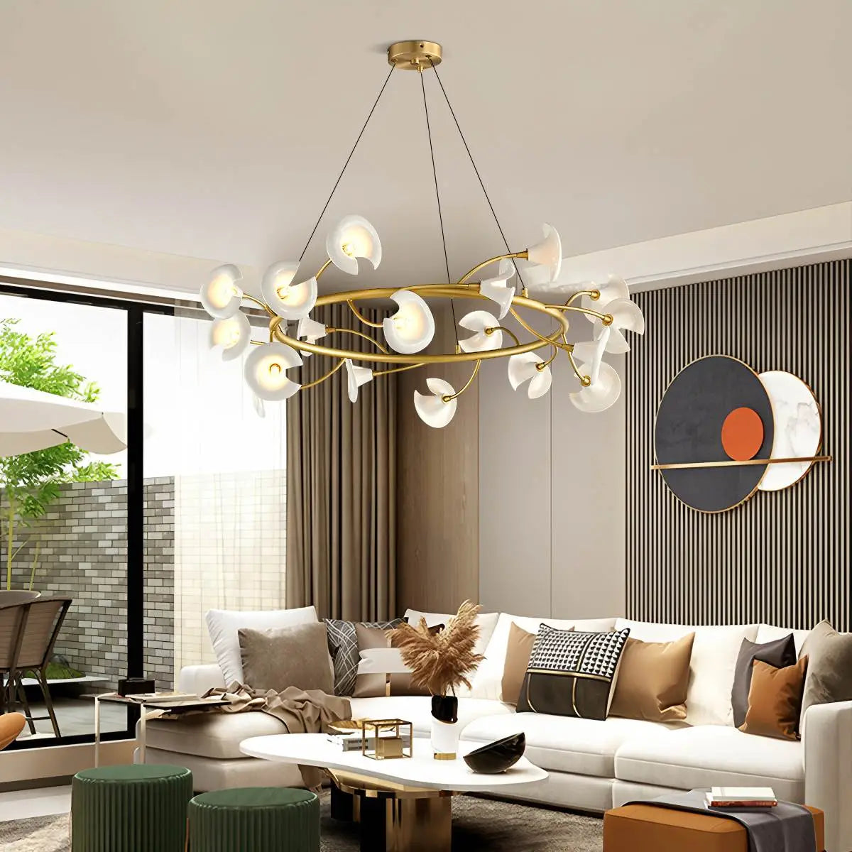 Antizer French Luxury Copper Ceramic Flower Chandelier