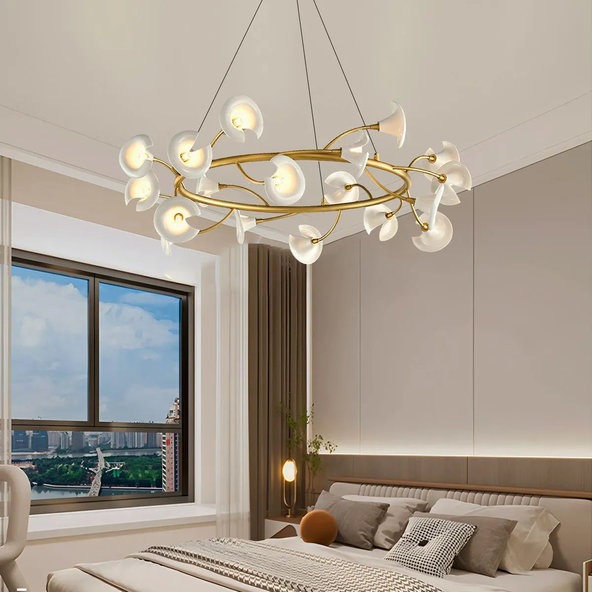 Antizer French Luxury Copper Ceramic Flower Chandelier