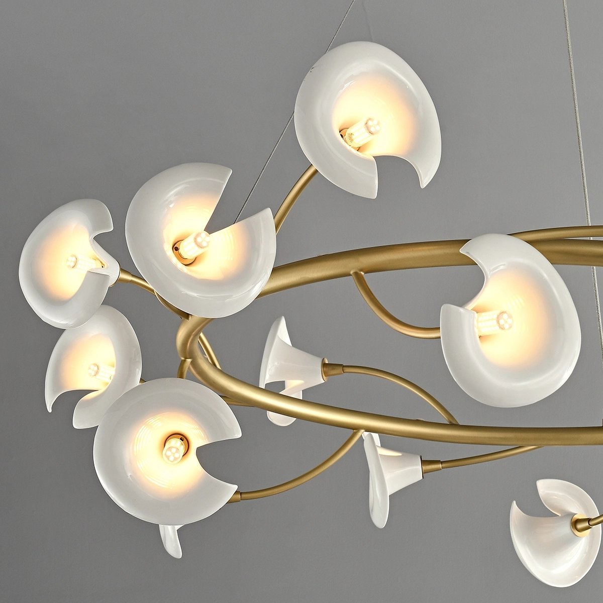 Antizer French Luxury Copper Ceramic Flower Chandelier