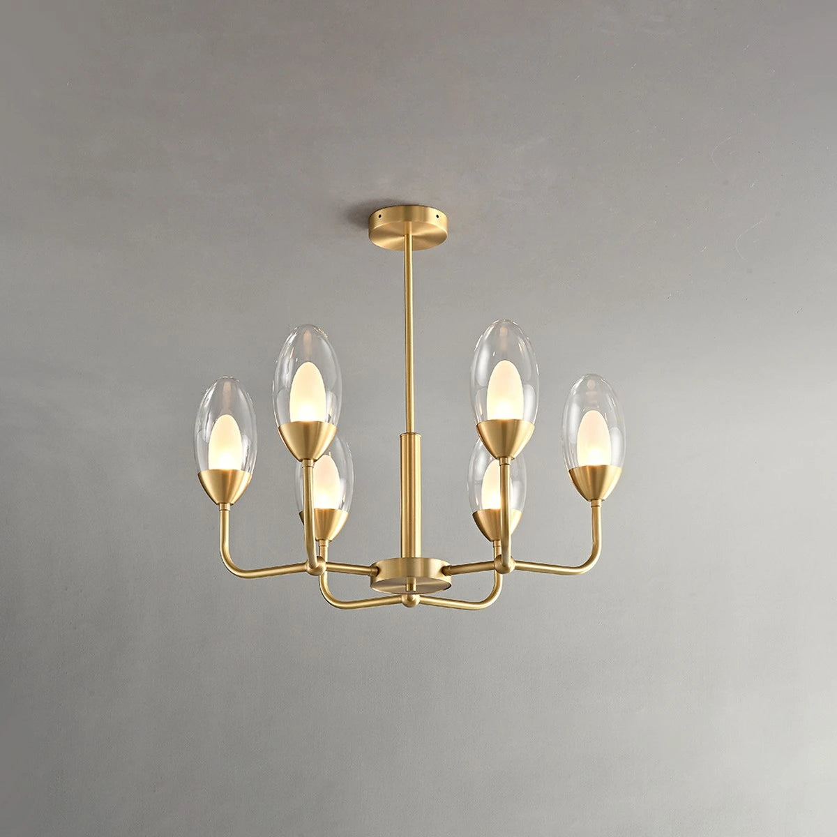 Antizer Luxury Copper & Transparent Glass Chandelier