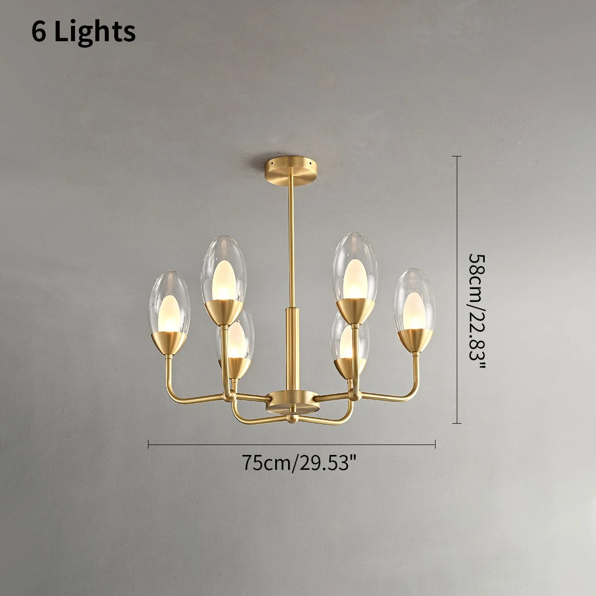 Antizer Luxury Copper & Transparent Glass Chandelier