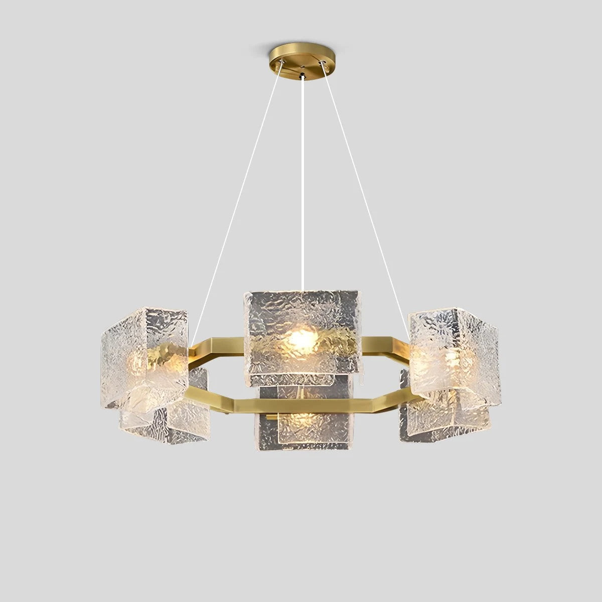 Antizer Textured Glass Round Chandelier