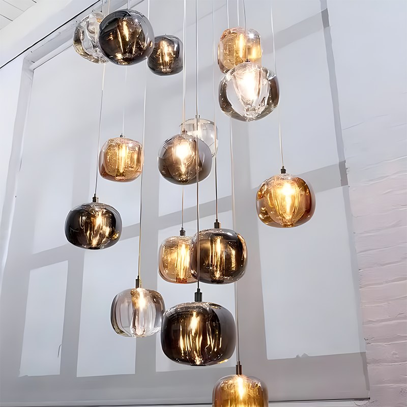 Antizer Colored Glass Multi Pendant Chandelier