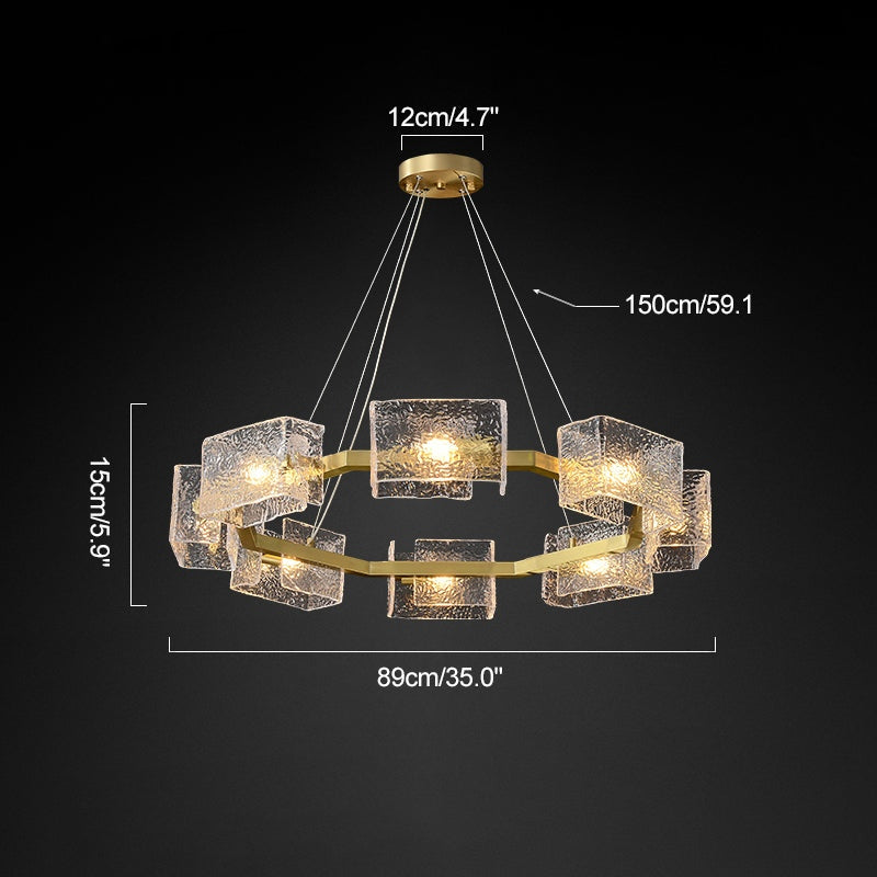 Antizer Textured Glass Round Chandelier