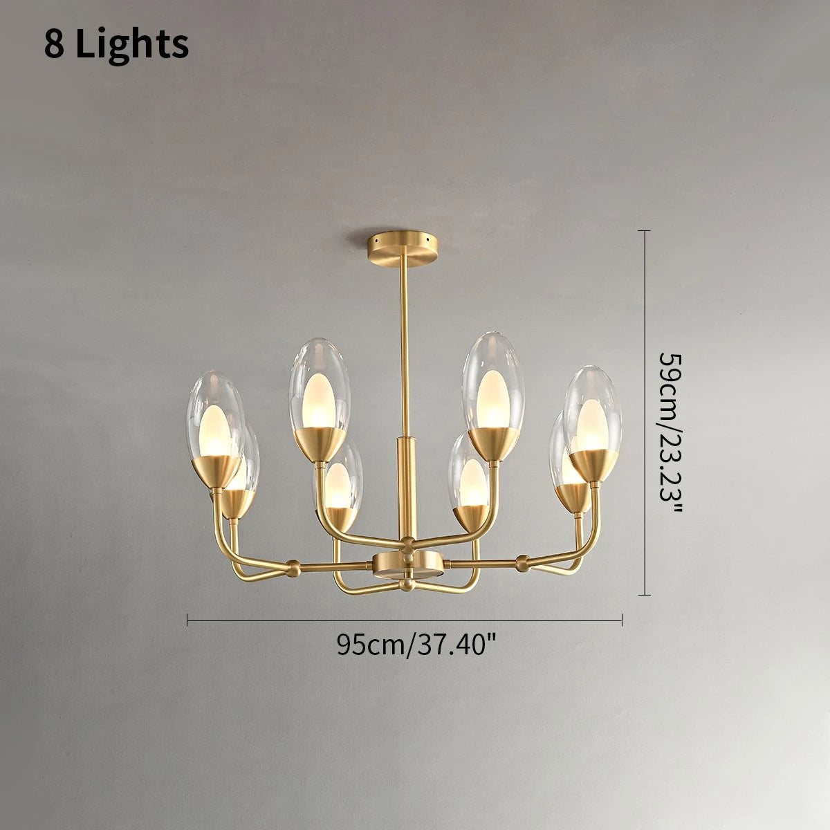 Antizer Luxury Copper & Transparent Glass Chandelier