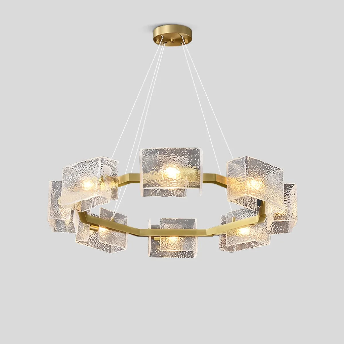 Antizer Textured Glass Round Chandelier