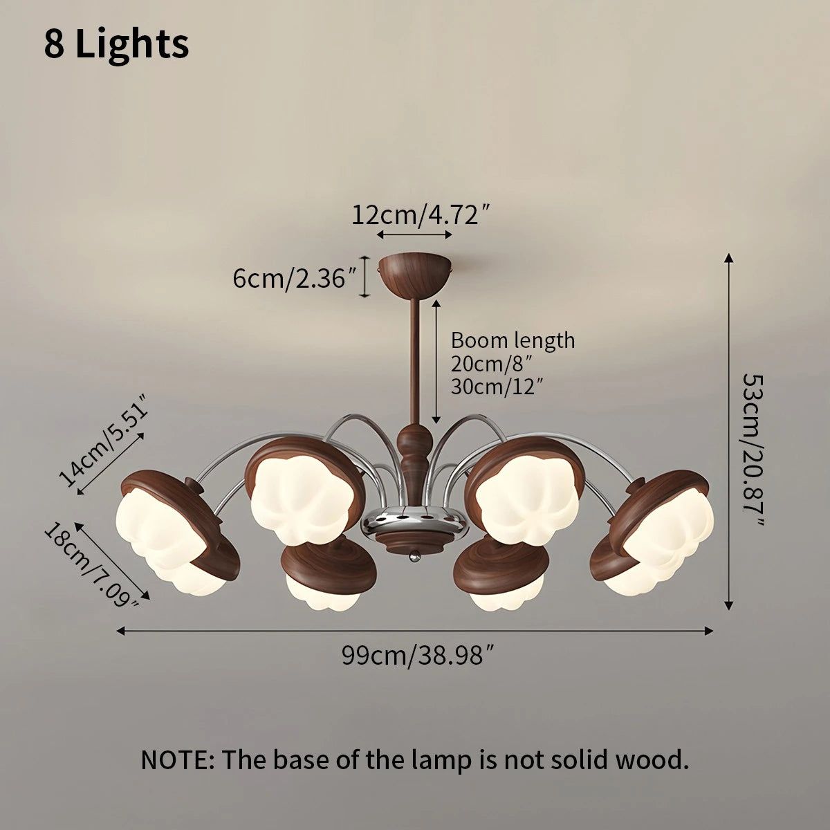 Antizer Vintage Walnut Multi-Head Chandelier for Bedroom