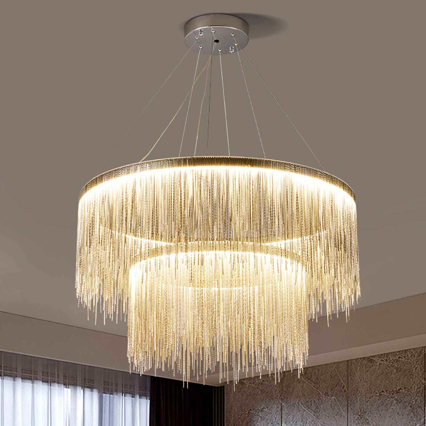 Antizer Modern Art Decor Tassel Chandelier