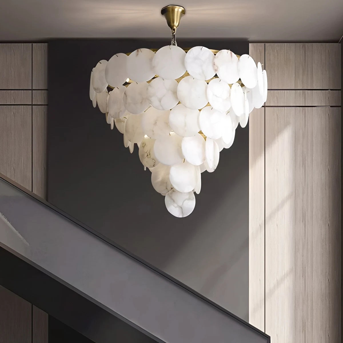 Antizer Modern Round Shell Marble Chandelier