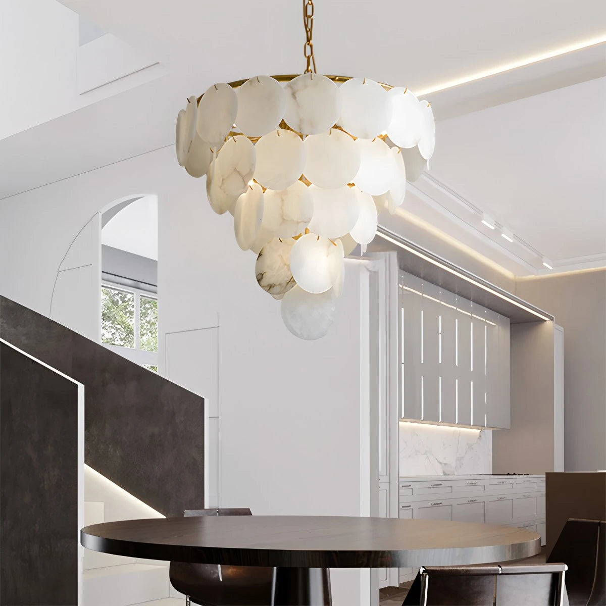 Antizer Modern Round Shell Marble Chandelier