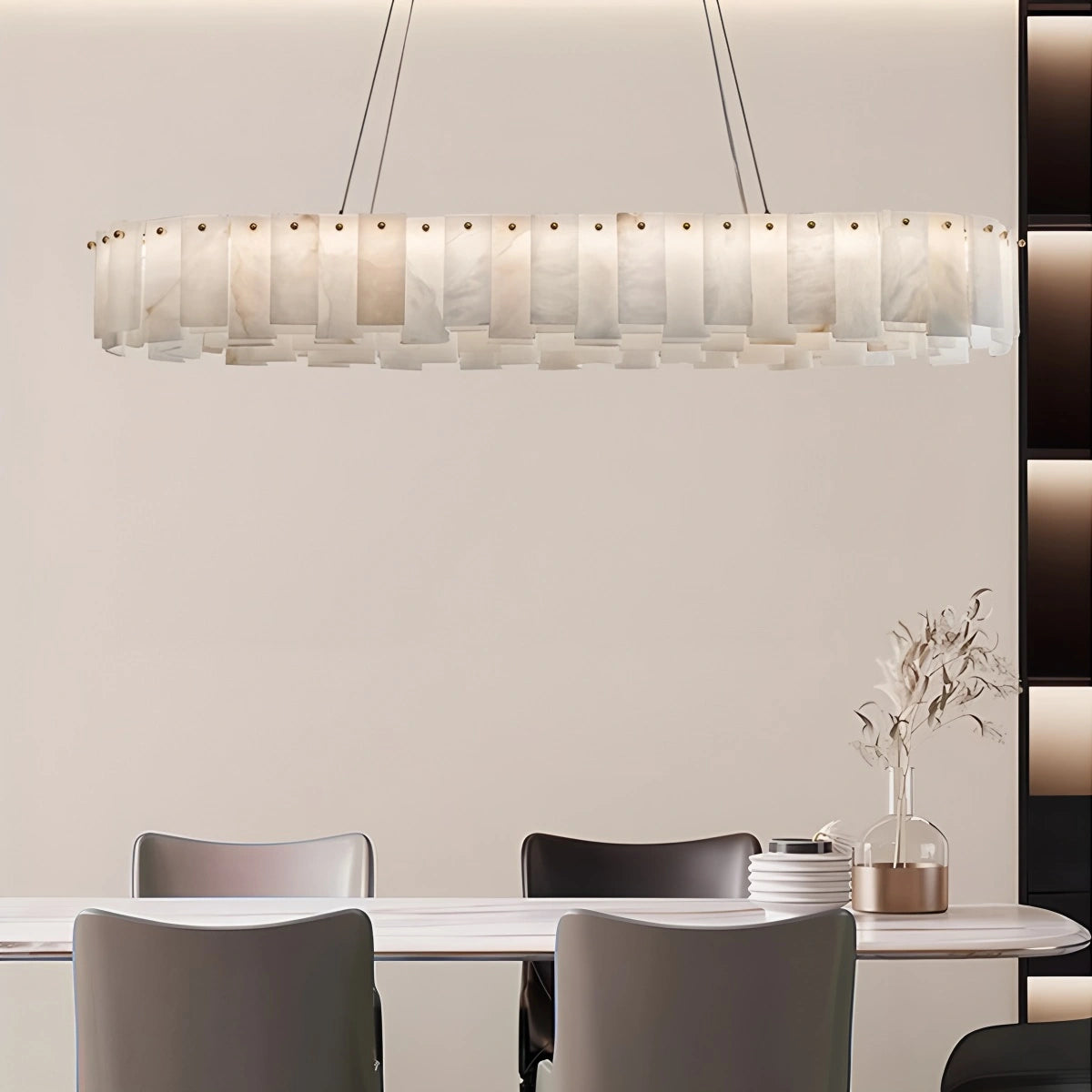 Antizer Modern Ring Spanish Alabaster Chandelier for Living Room