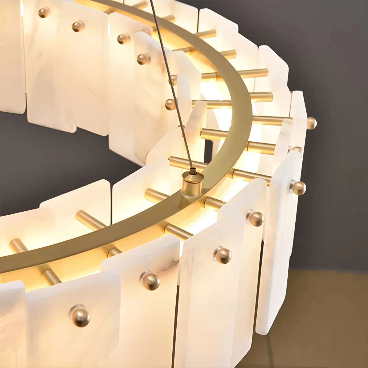 Antizer Modern Ring Spanish Alabaster Chandelier for Living Room