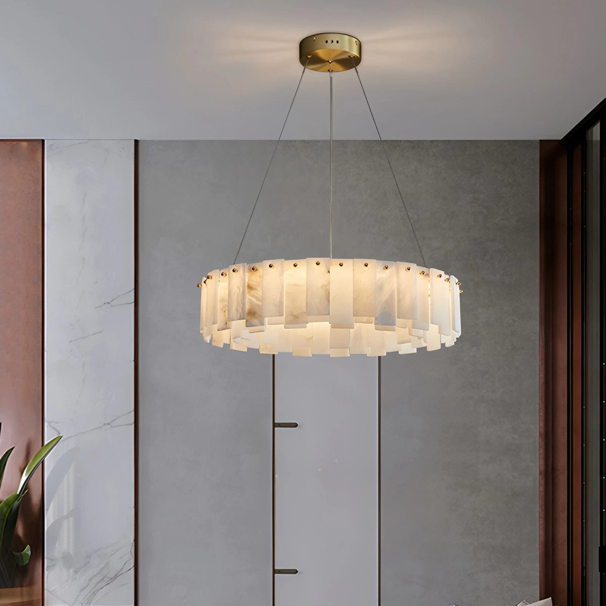 Antizer Modern Ring Spanish Alabaster Chandelier for Living Room