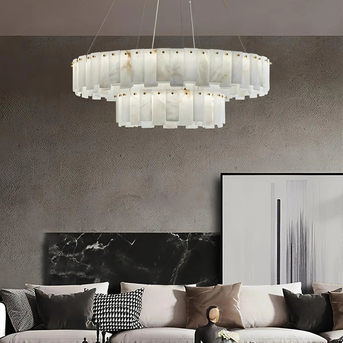 Antizer Modern Ring Spanish Alabaster Chandelier for Living Room
