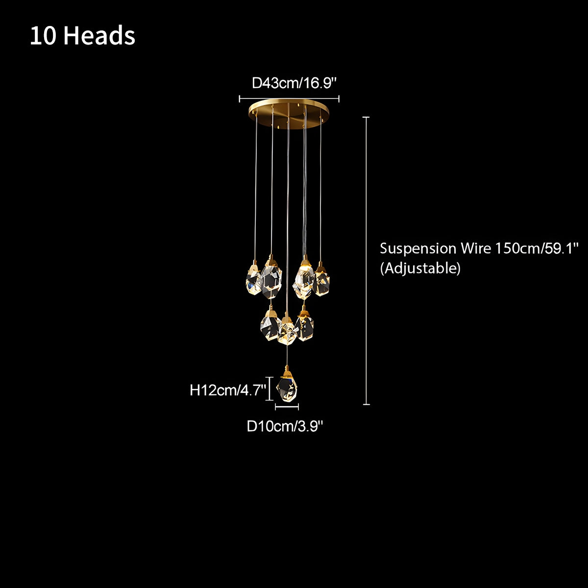 Antizer Rock Crystal Rain Chandelier for Living Room