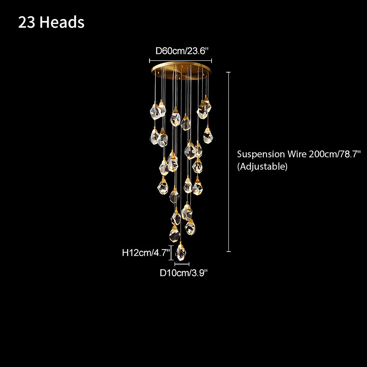 Antizer Rock Crystal Rain Chandelier for Living Room
