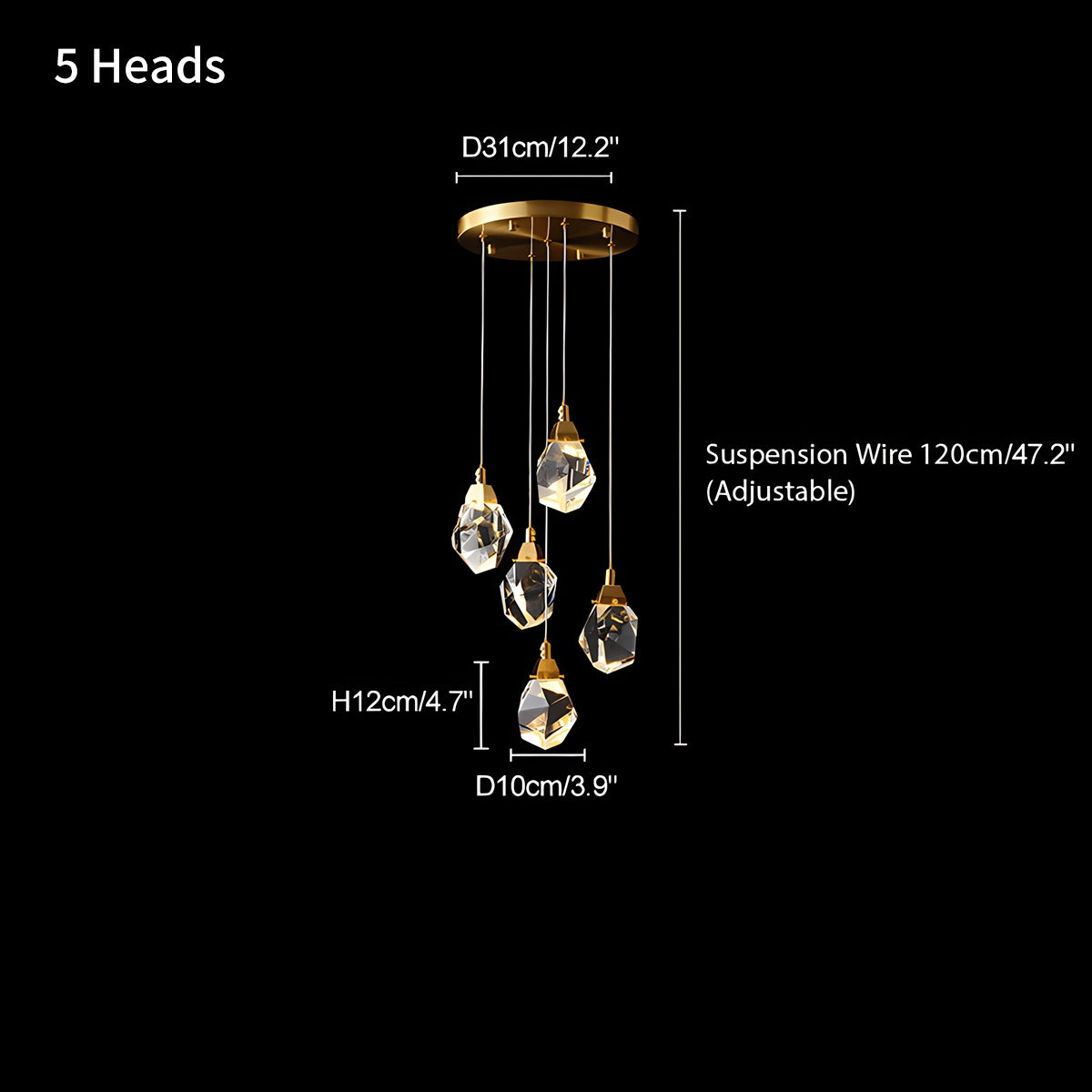Antizer Rock Crystal Rain Chandelier for Living Room