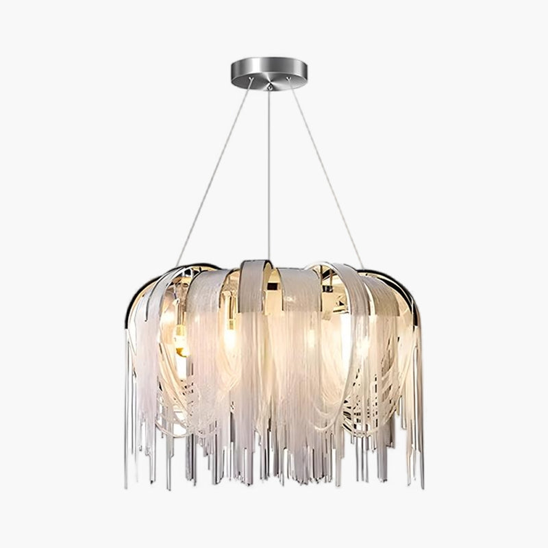 Antizer Aluminum Tassel Chandelier for Living Room