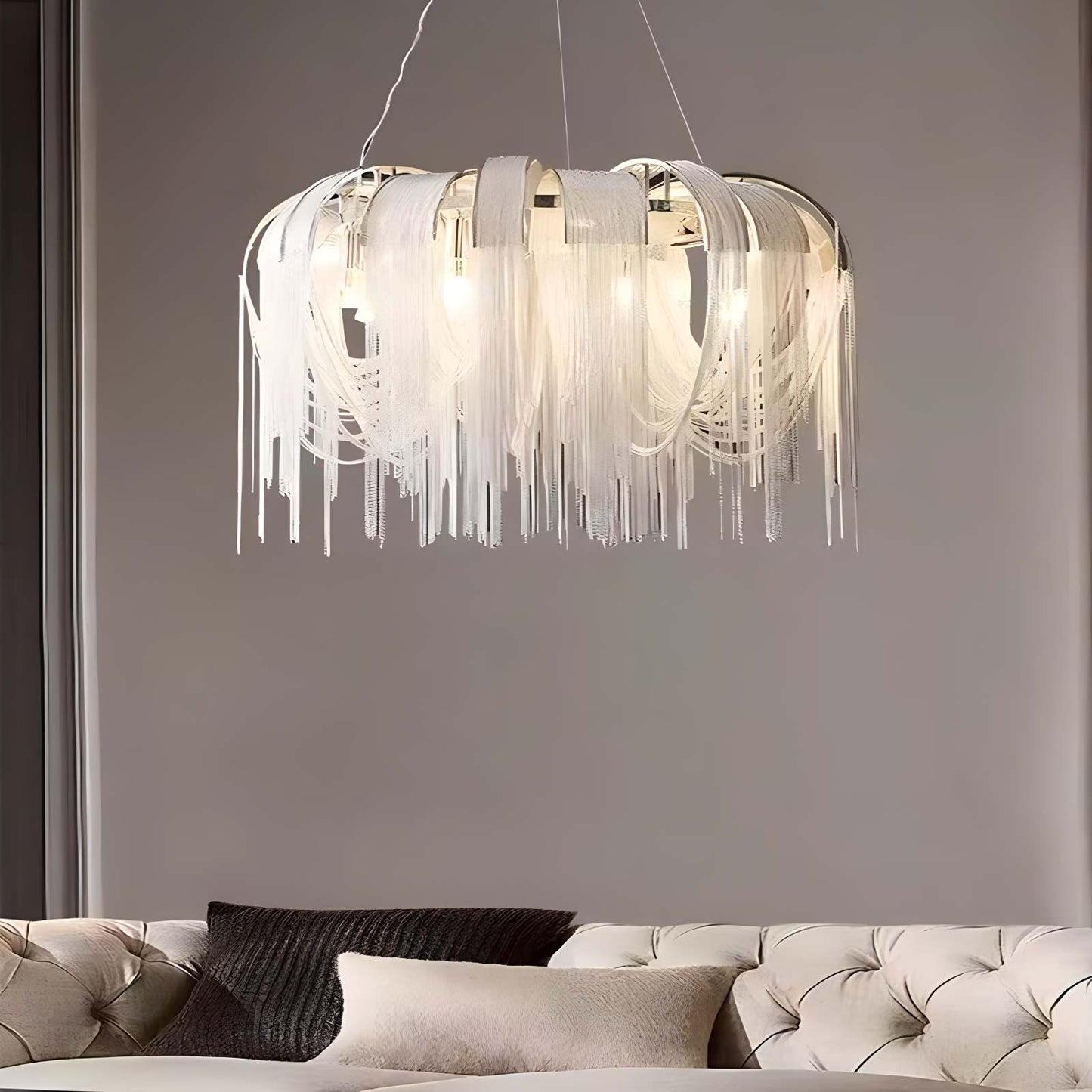 Antizer Aluminum Tassel Chandelier for Living Room